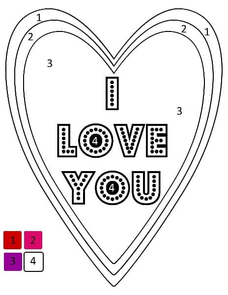 Printable Love You Paint by Number