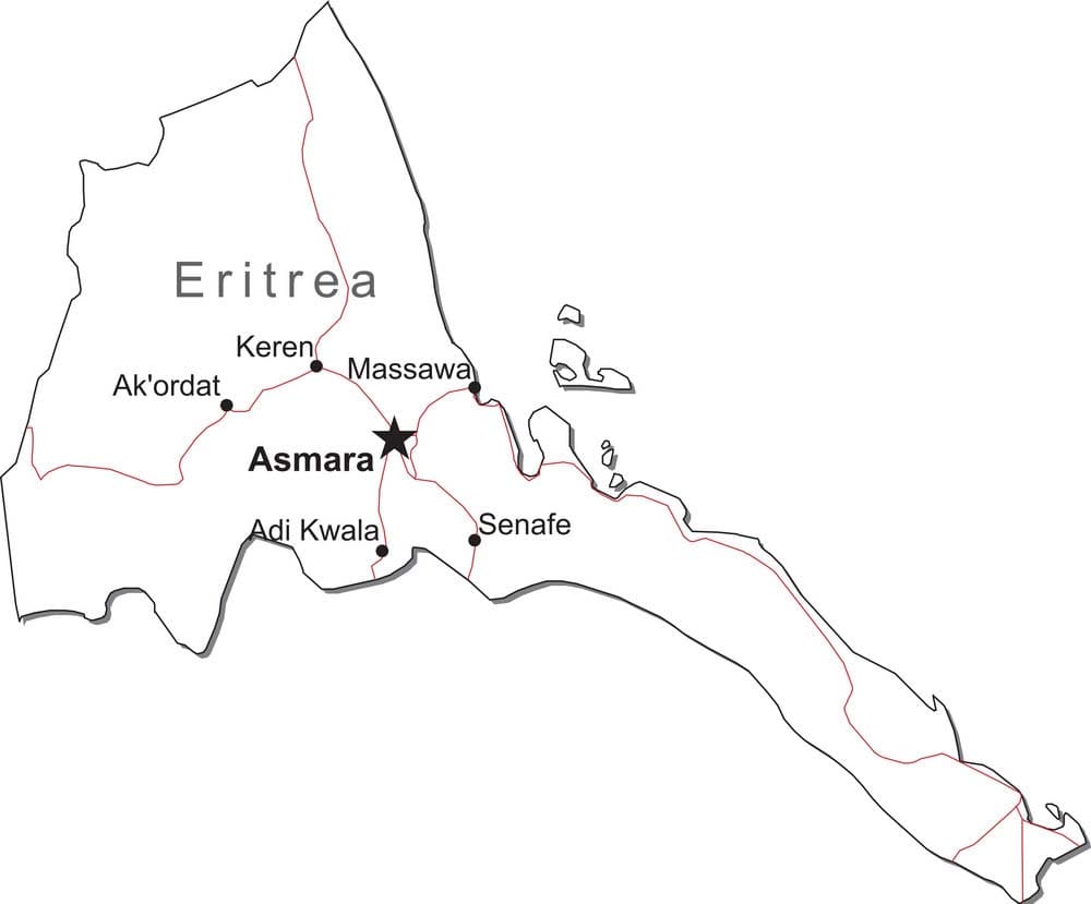 Printable Map Eritrea Capital