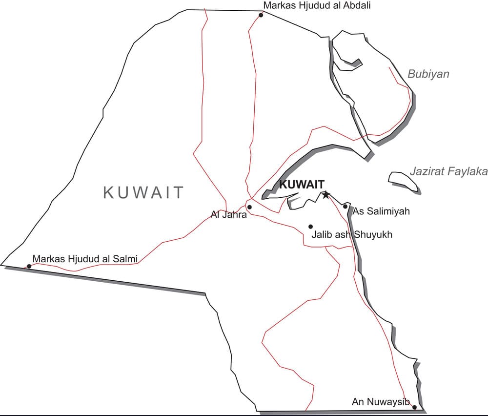 Printable Map Kuwait Capital