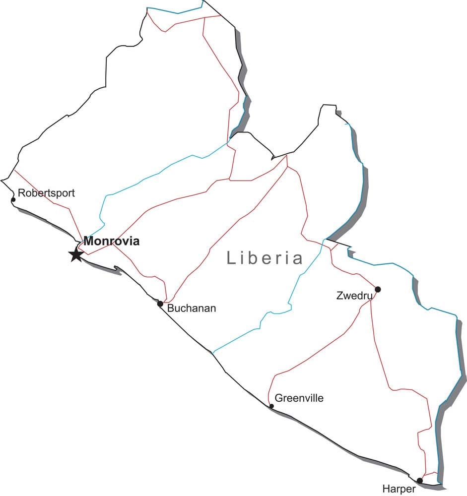 Printable Map Of Liberia Counties
