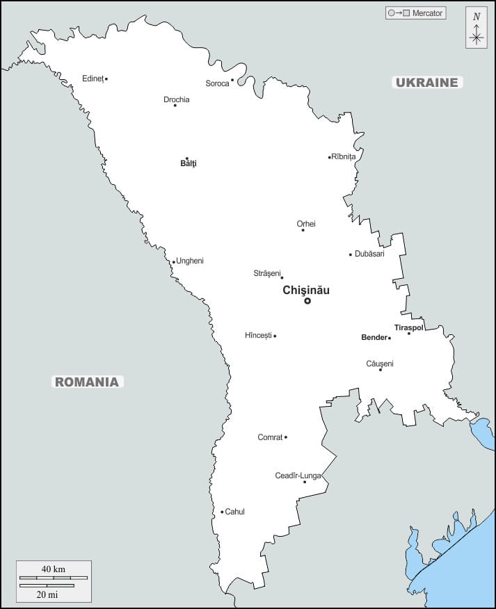 Printable Map Of Moldova And Surrounding Countries