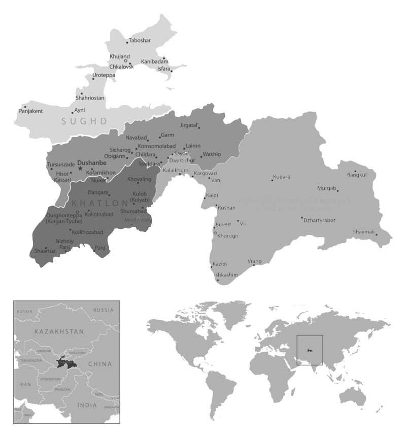 Printable Map Tajikistan Capital