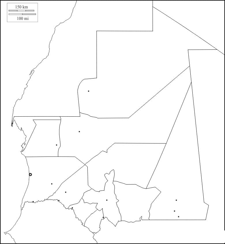 Printable Mauritania Map Outline