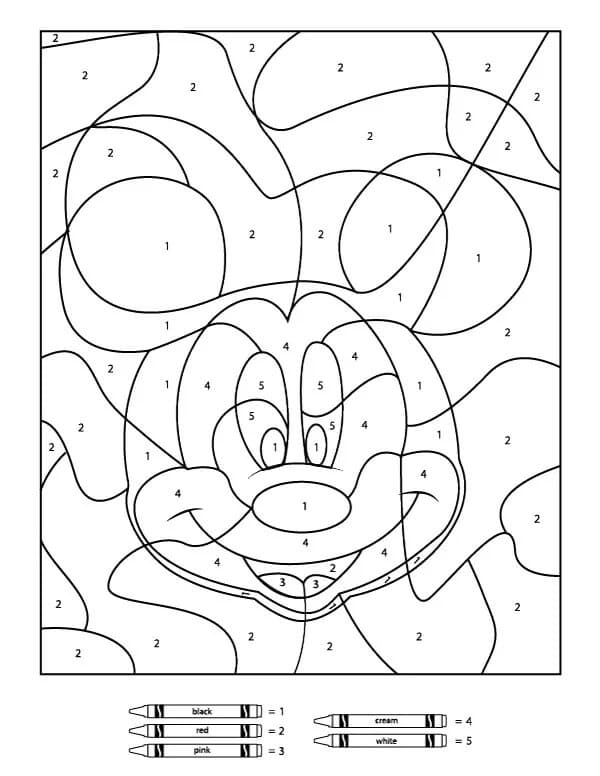 Printable Mickey Face Paint by Number