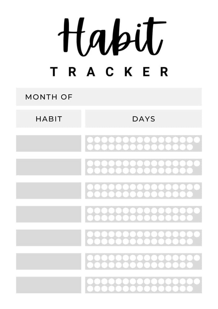 Printable Monthly Habit Tracker Template Free