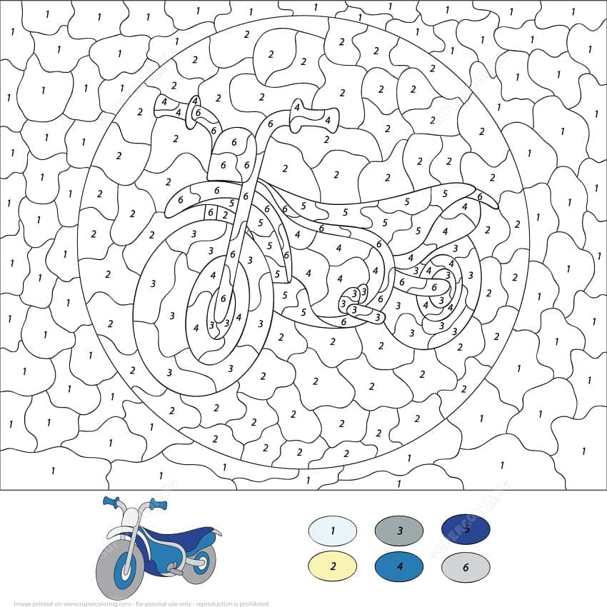 Printable Motobike Paint by Number