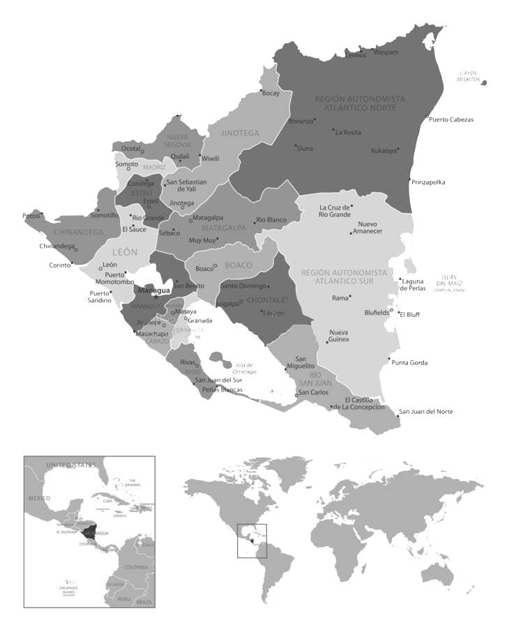 Printable Nicaragua Capital Map