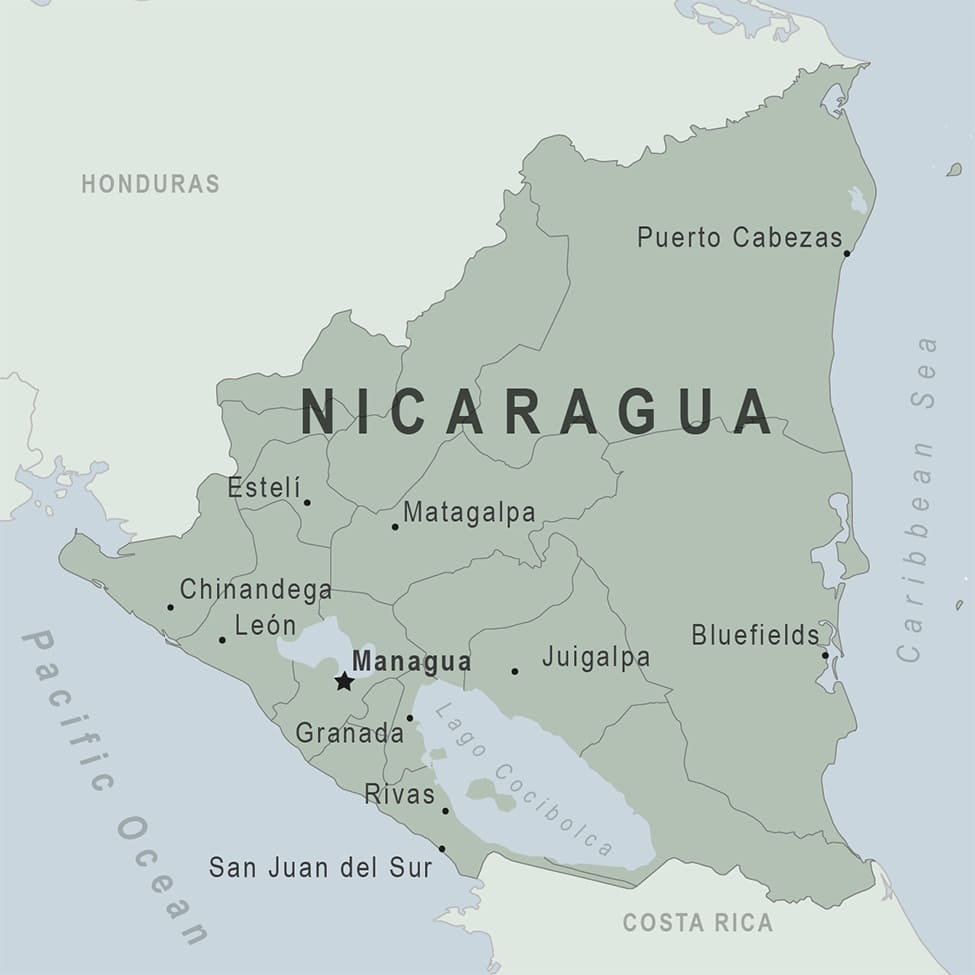 Printable Nicaragua Map World