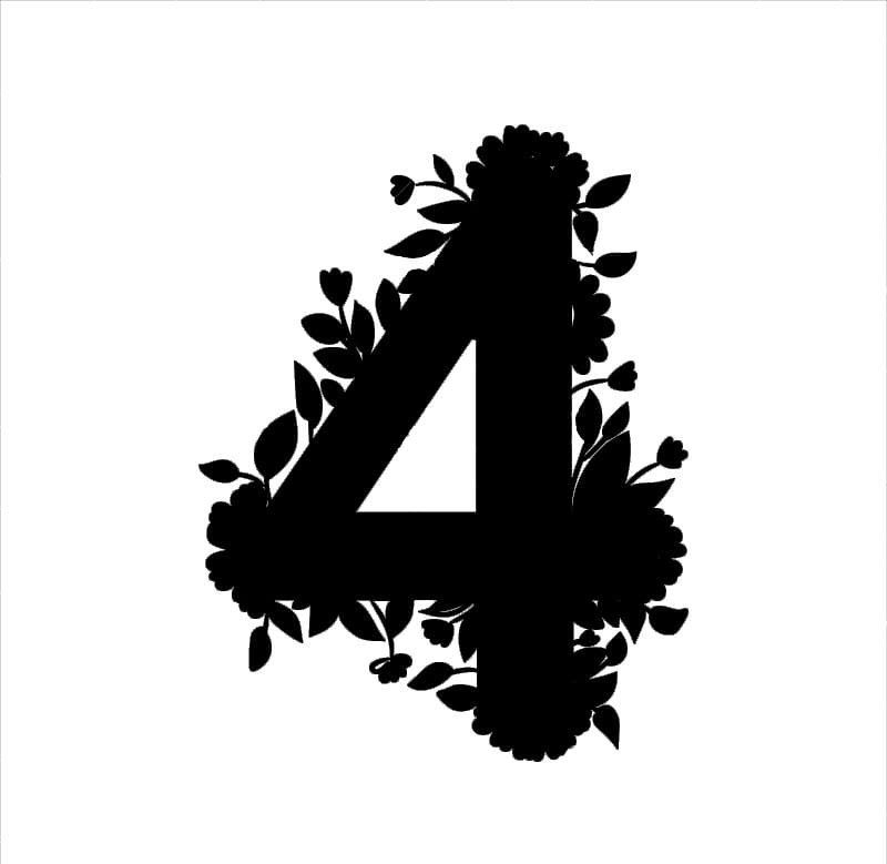 Printable Number 4 Silhouette