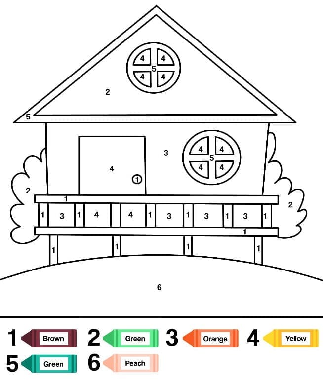 Printable One House Paint by Number