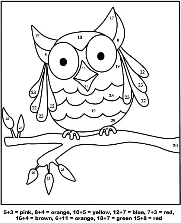 Printable Owl for Kindergarten Paint by Number