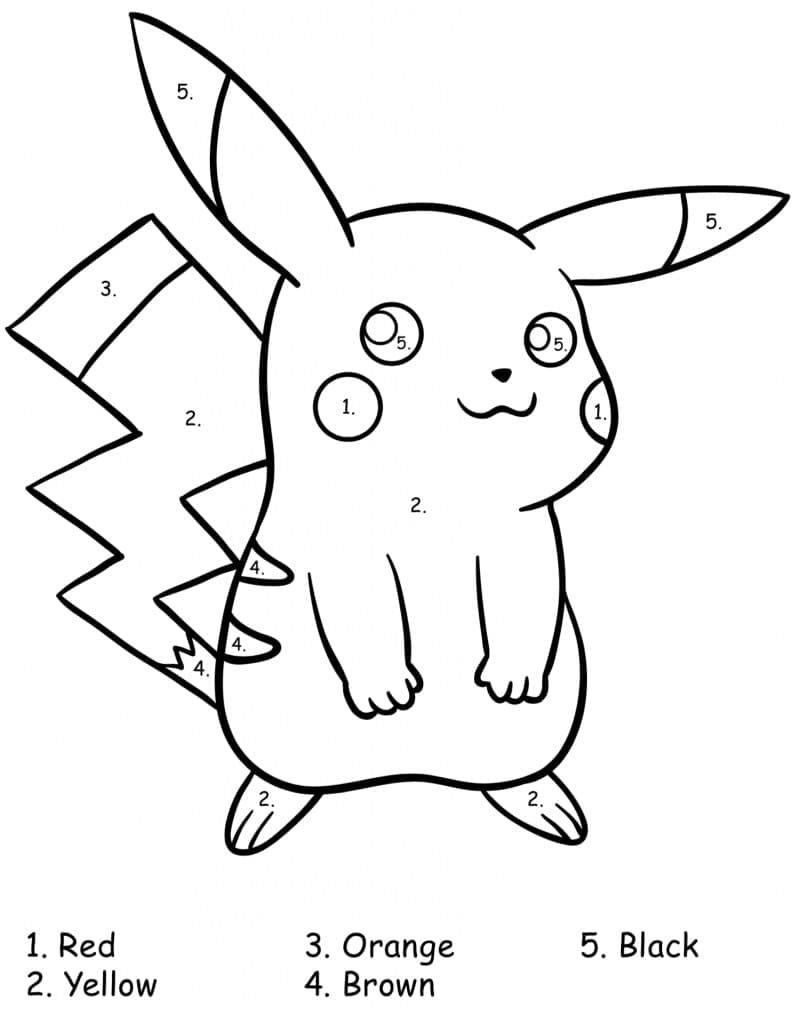 Printable Pikachu Pokemon Paint By Number