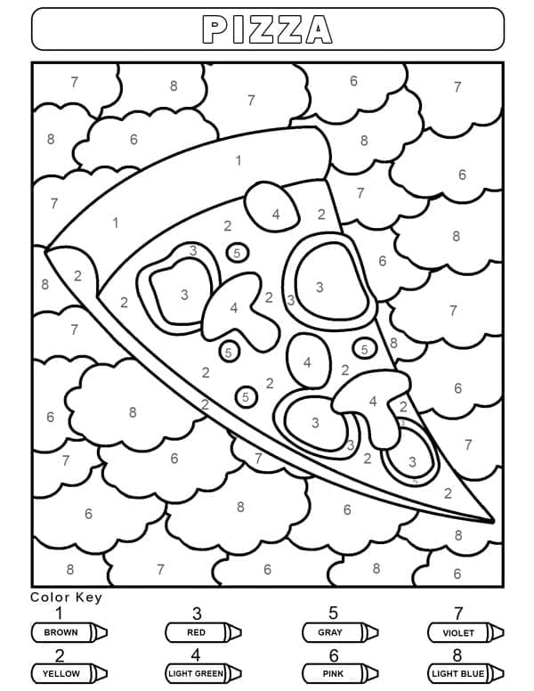 Printable Pizza for Kindergarten Paint by Number