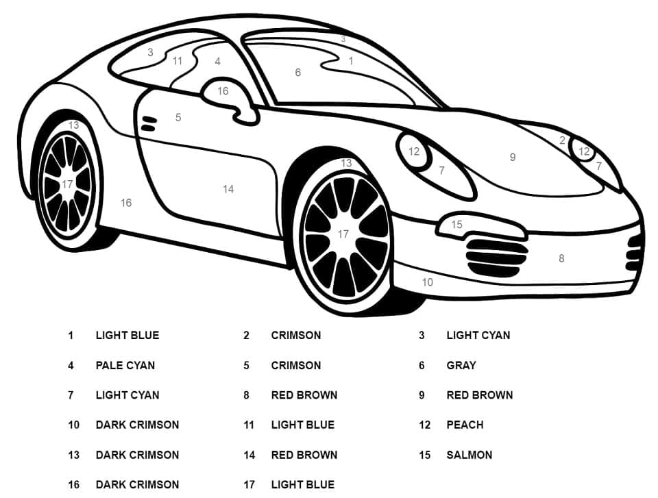 Printable Porsche Car Paint by Number