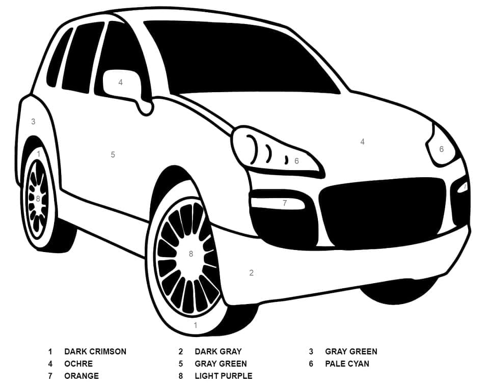 Printable Porsche Cayenne Car Paint by Number
