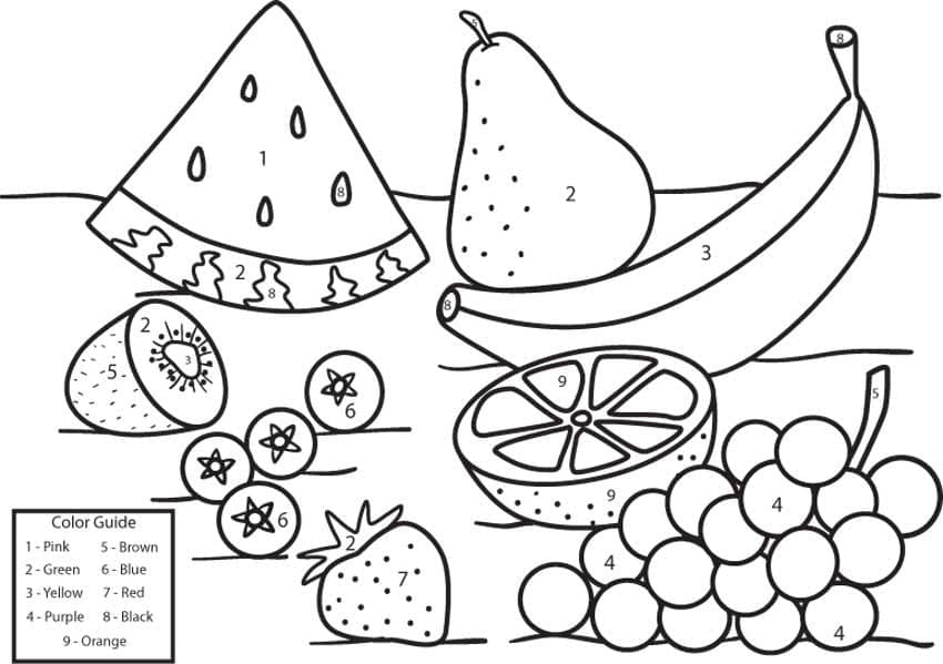 Printable Printable Fruits Paint by Number