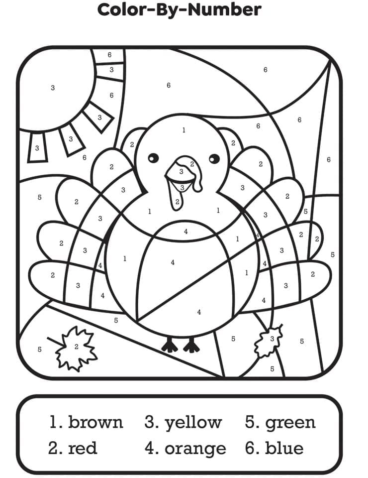 Printable Printable Thanksgiving Turkey Paint by Number