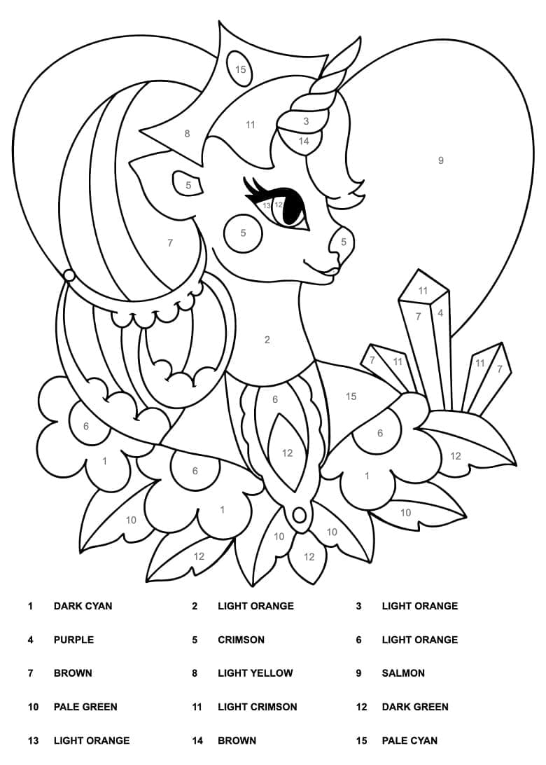 Printable Queen Unicorn Paint By Number