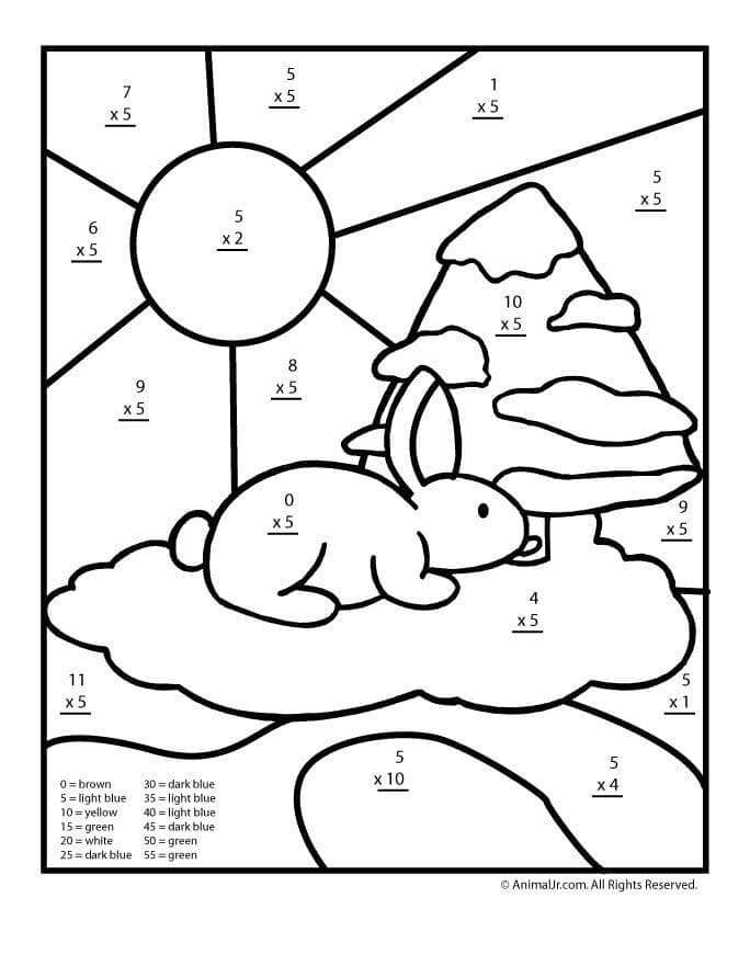 Printable Rabbit Multiplication Paint by Number