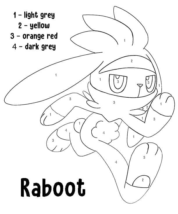 Printable Raboot Pokemon Paint By Number