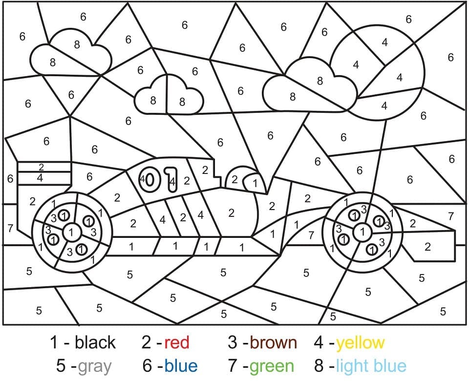 Printable Race Car Paint by Number