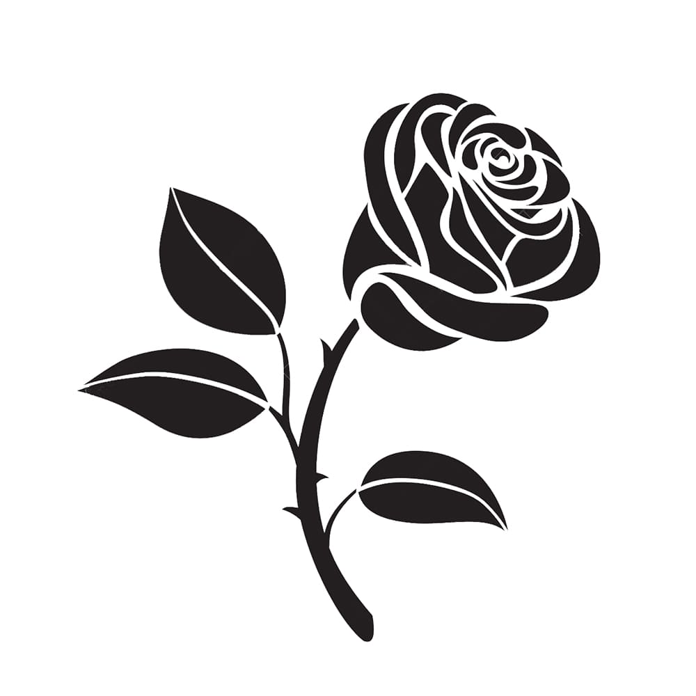 Printable Realistic Stencil Rose Outline