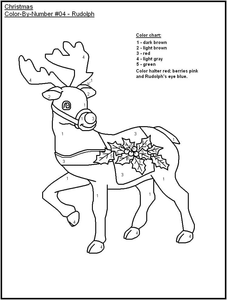Printable Reindeer Paint by Number