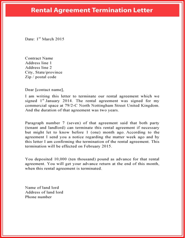 Printable Rental Agreement Letter
