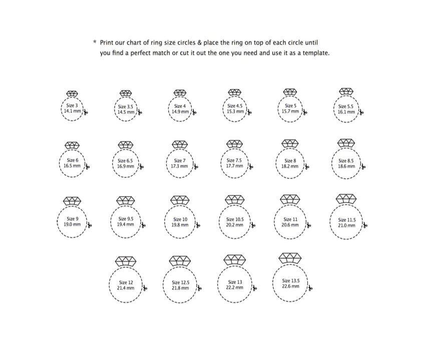 Printable Ring Size Chart Actual Size