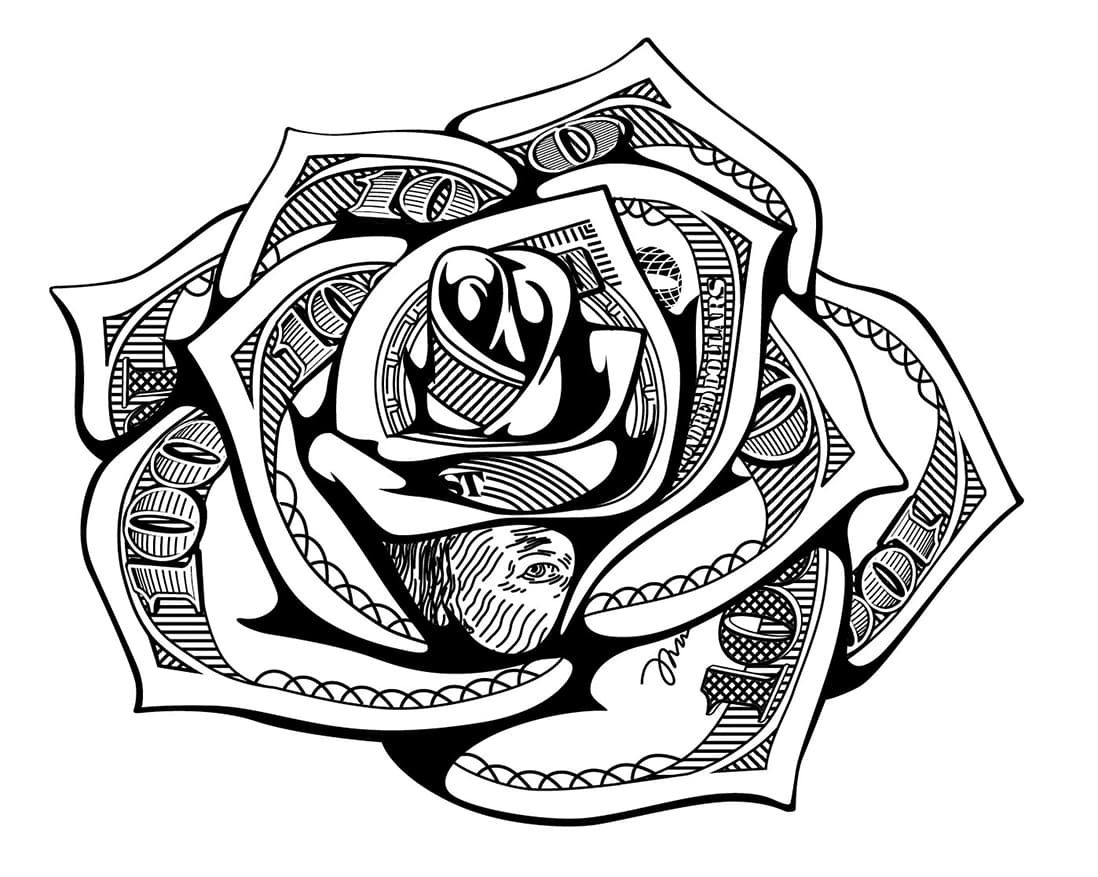 Printable Rose In Stencil
