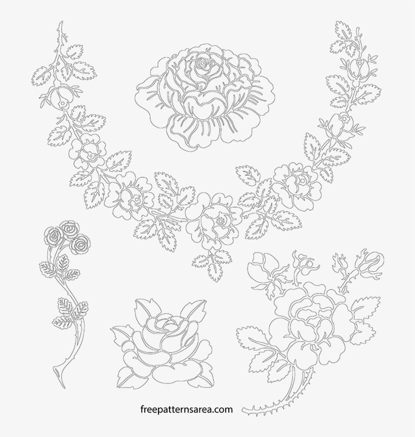 Printable Rose Tattoo Stencil Outline