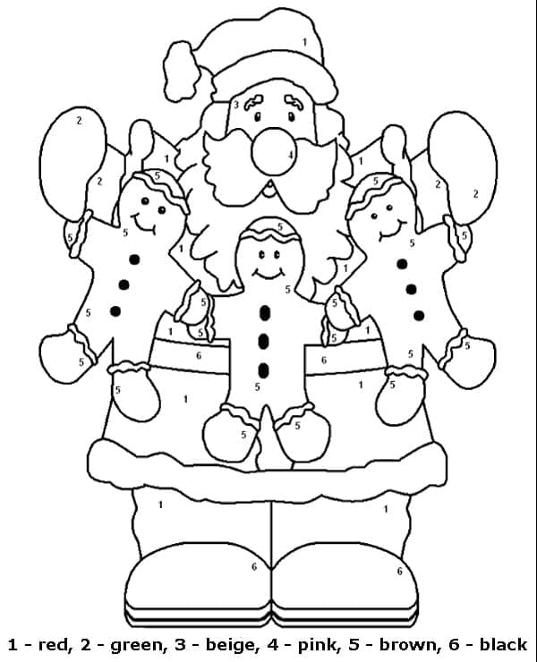 Printable Santa for Kindergarten Paint by Number