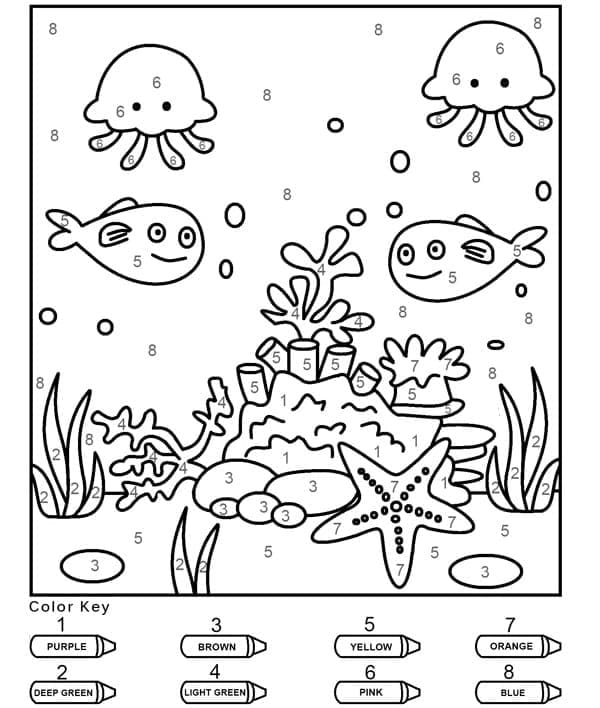 Printable Sea Animals Paint by Number