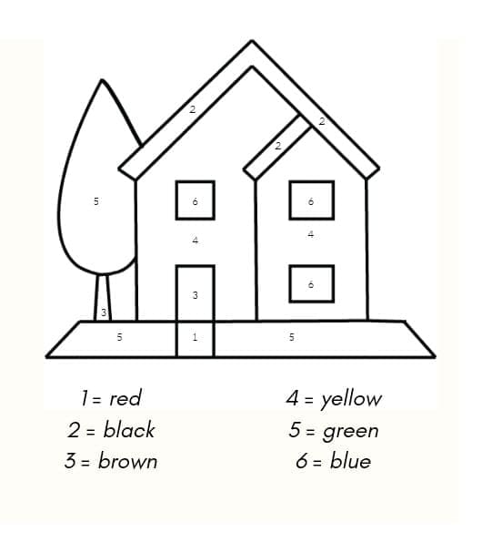 Printable Simple House Paint by Number