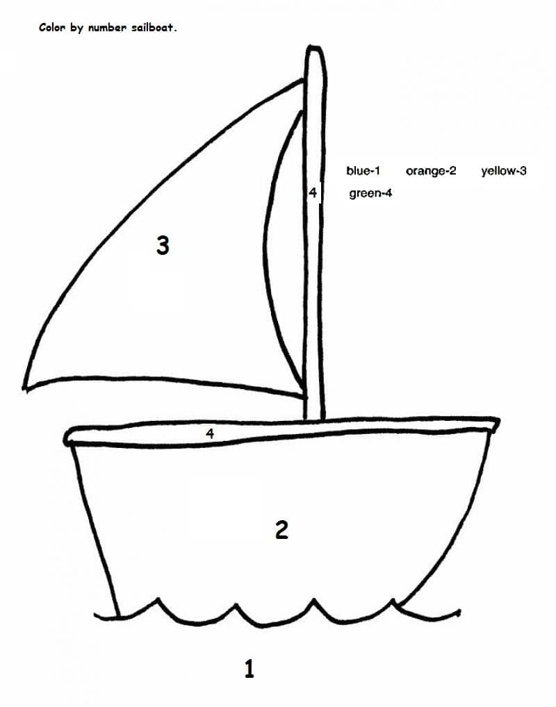 Printable Simple Sailboat Paint by Number