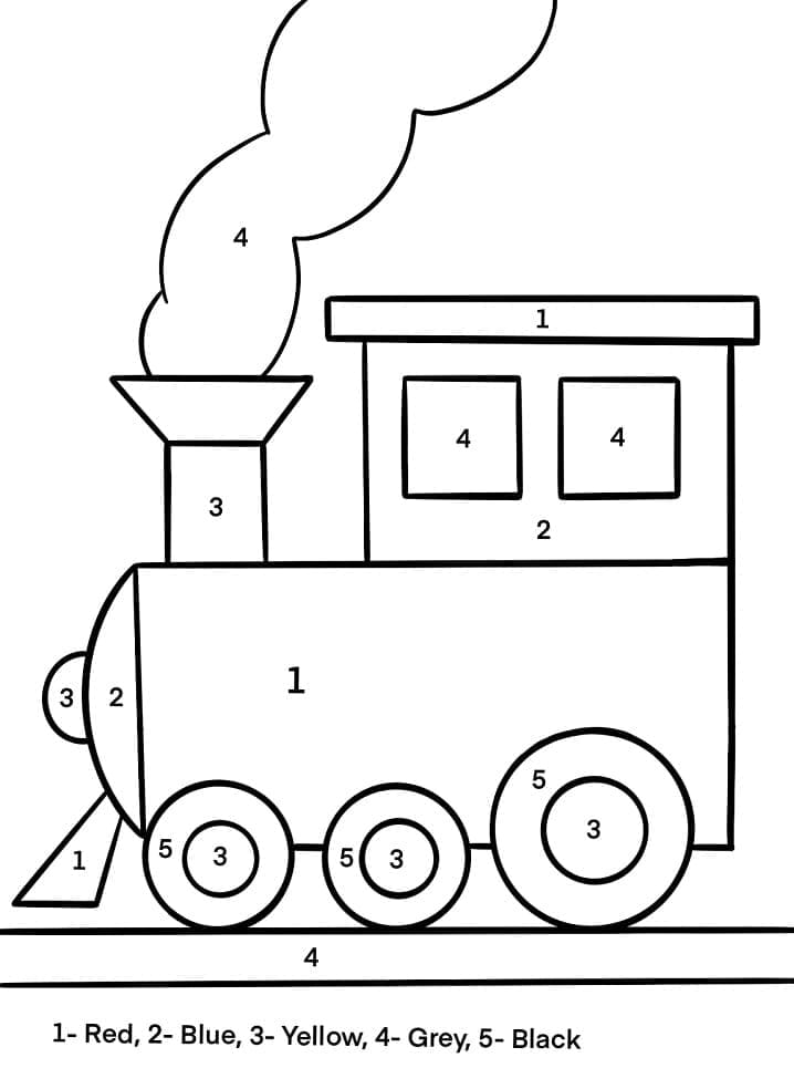 Printable Simple Train Paint by Number