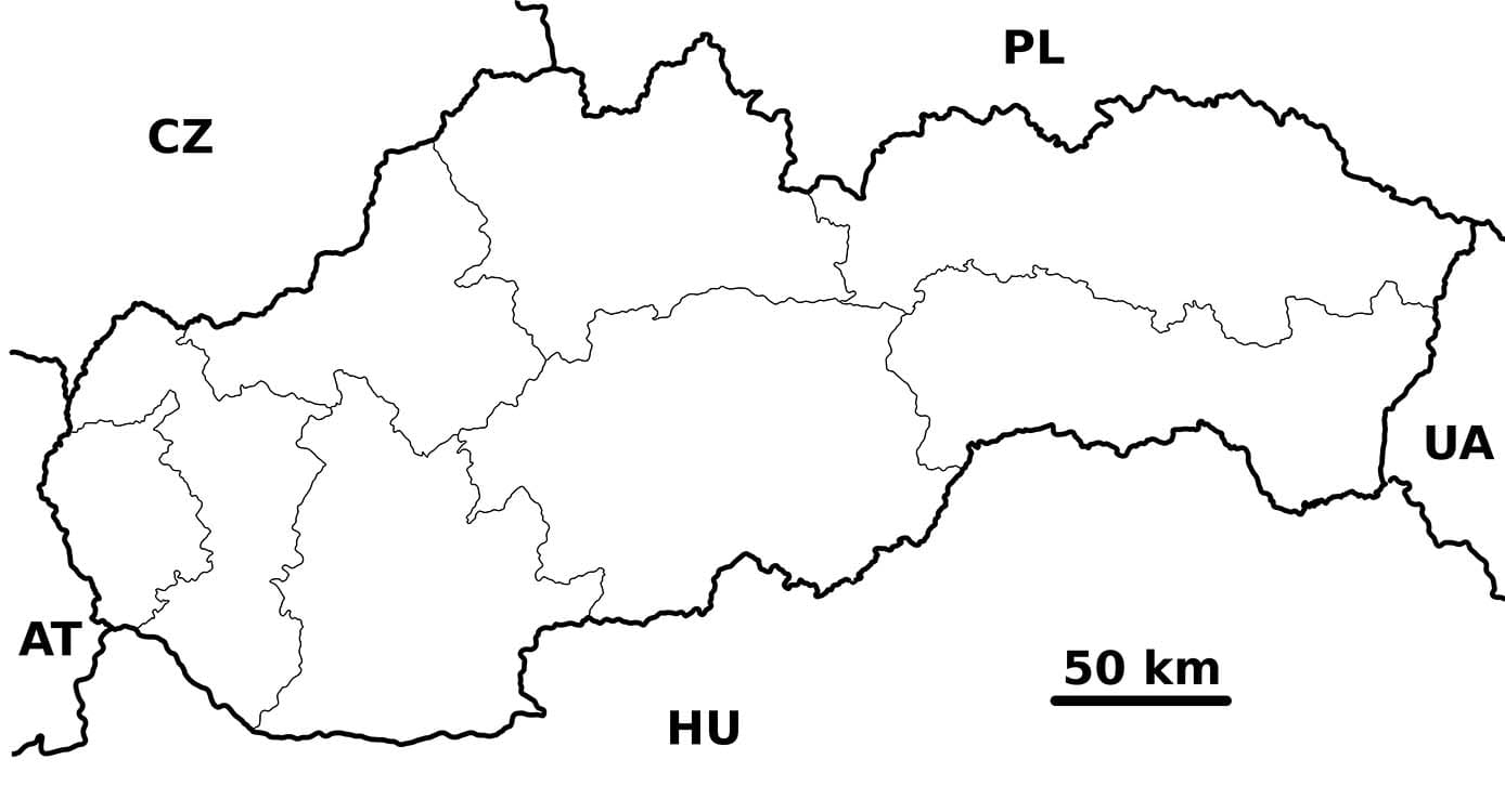 Printable Slovakia Border Map