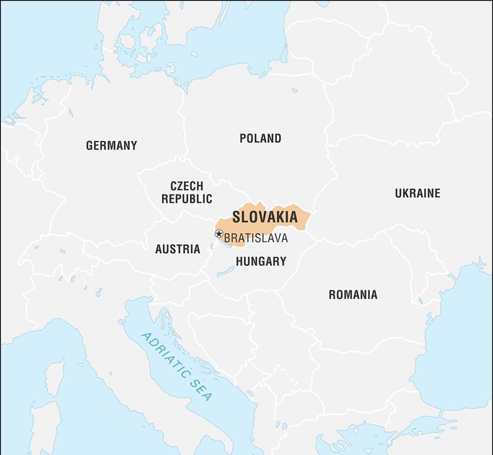 Printable Slovakia Map In World