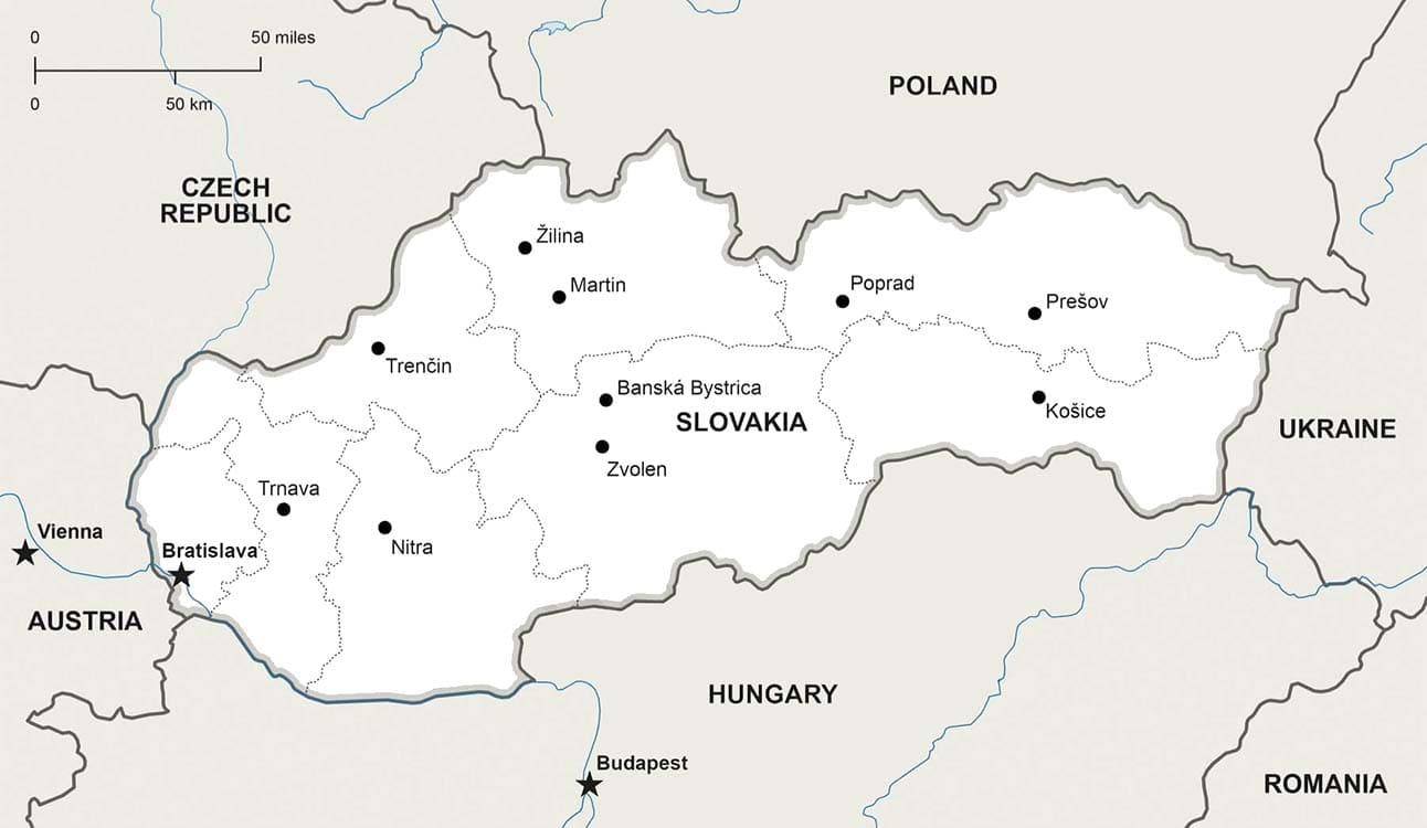 Printable Slovakia Political Map