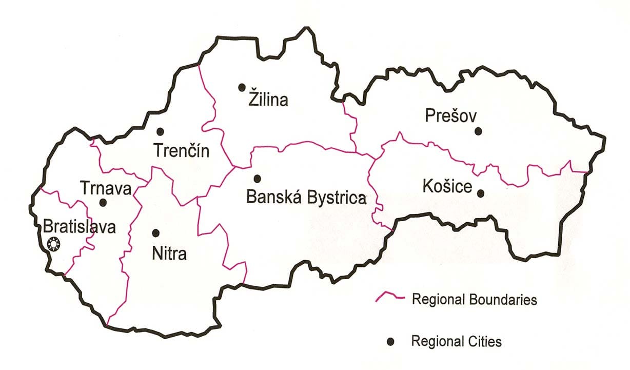 Printable Slovakia Regions Map