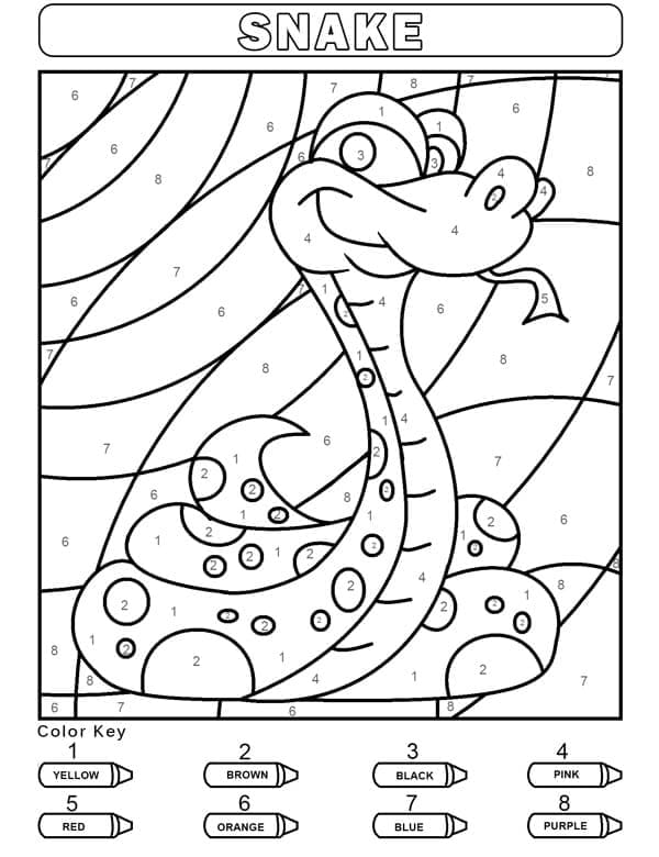 Printable Smiling Snake Paint by Number