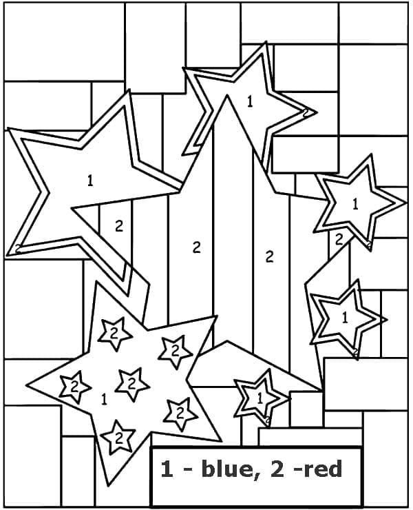 Printable Stars for Kindergarten Paint by Number