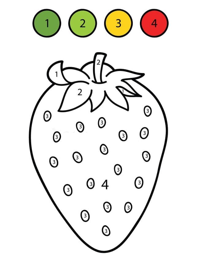Printable Strawberry Fruit Paint by Number