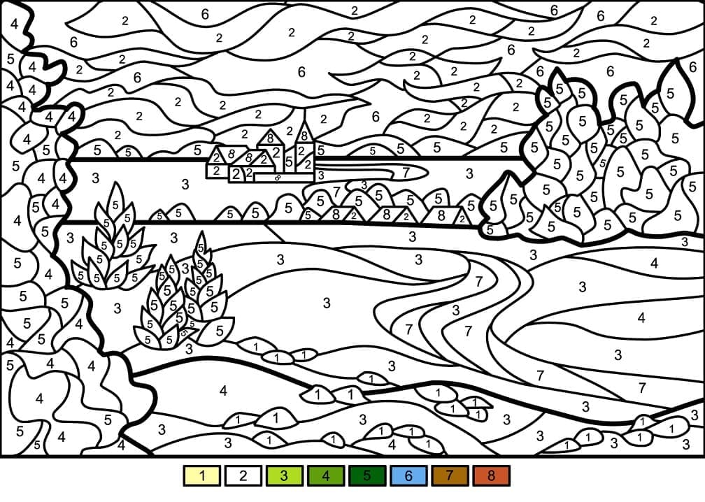 Printable Summer Landscape Paint by Number