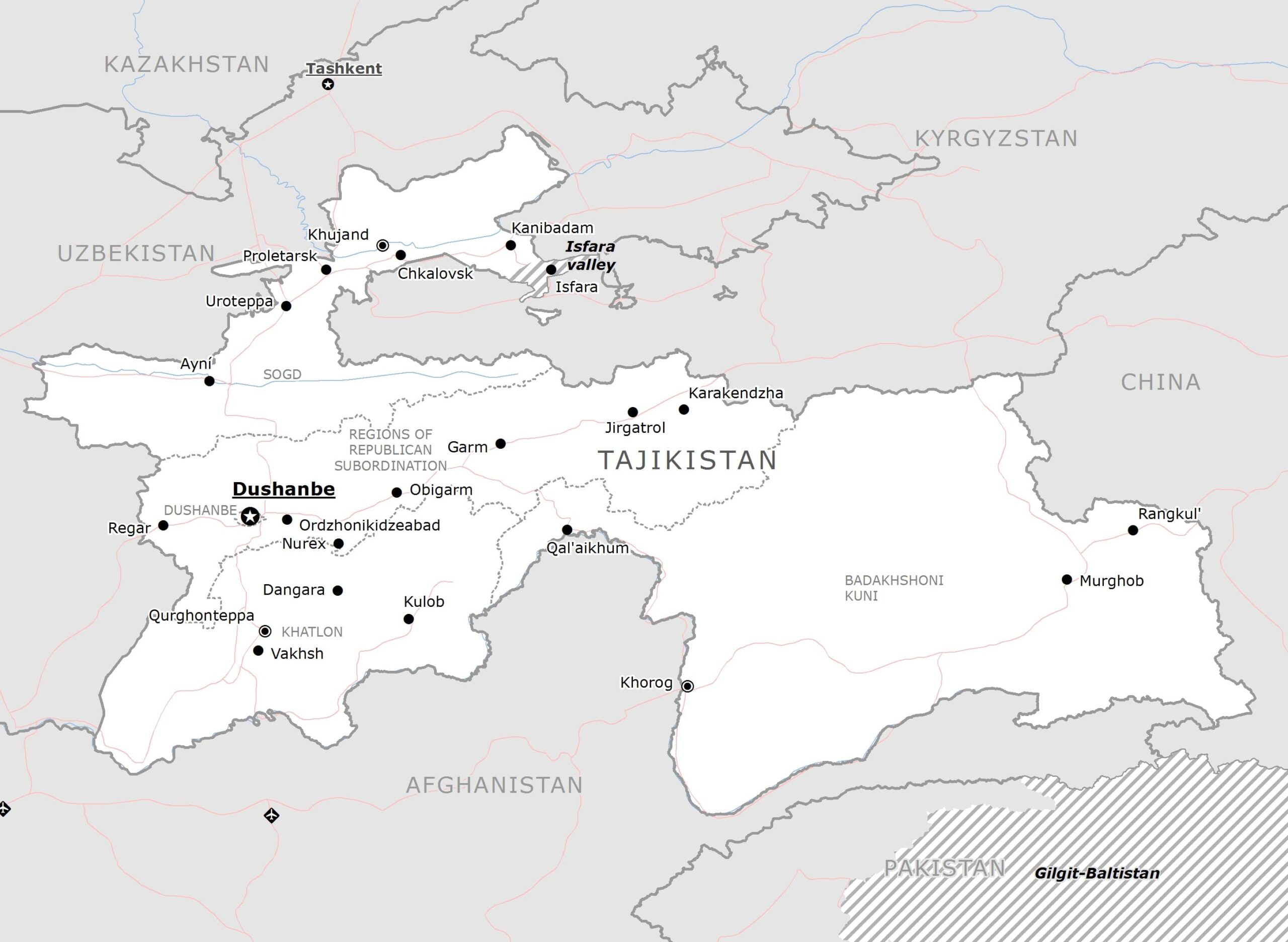 Printable Tajikistan Location On Map