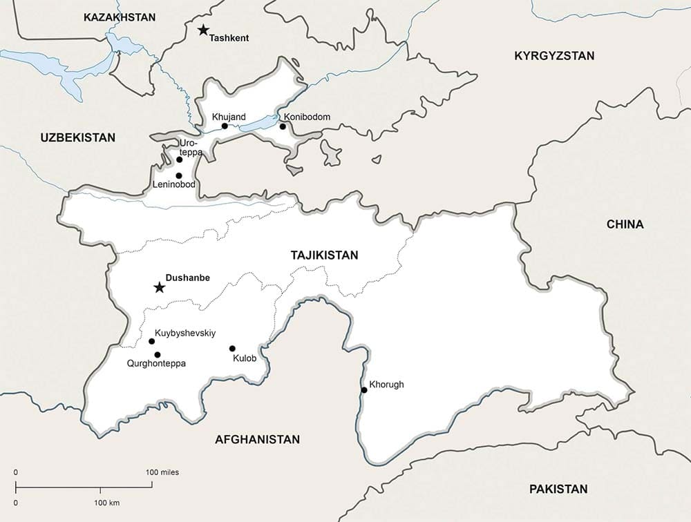Printable Tajikistan Political Map
