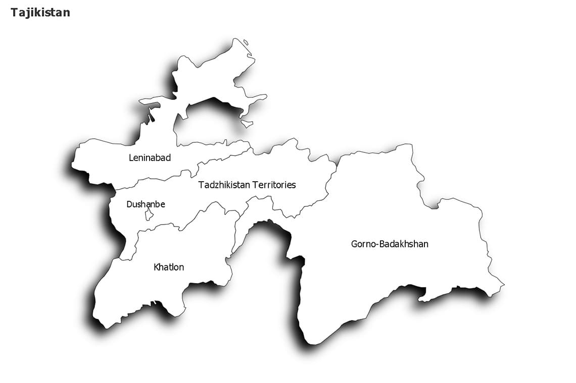 Printable Tajikistan Provinces Map