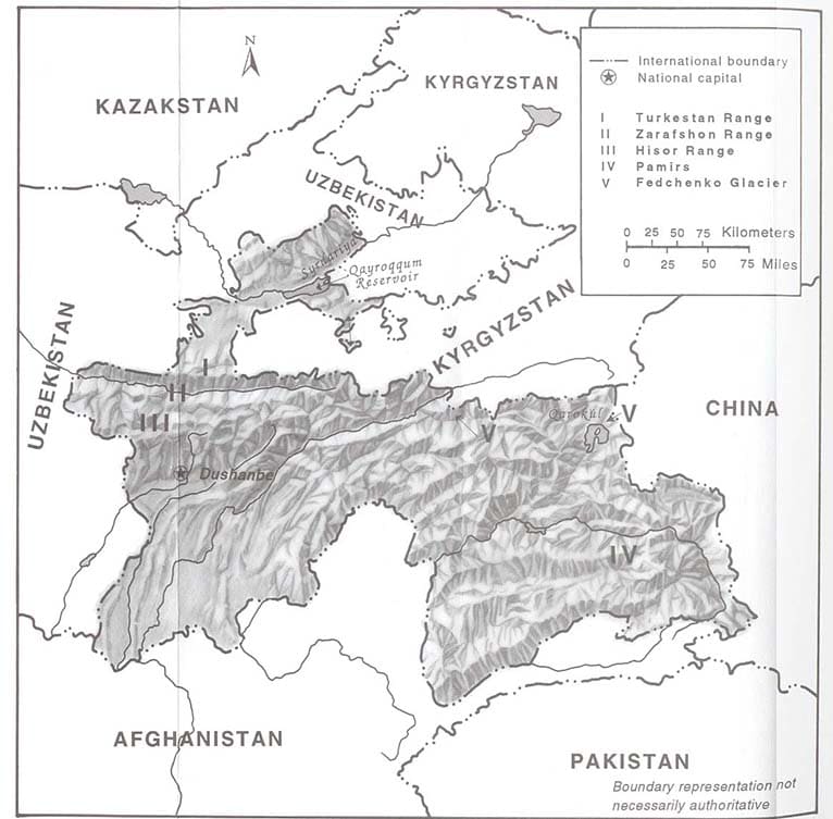 Printable Tajikistan Topographic Map