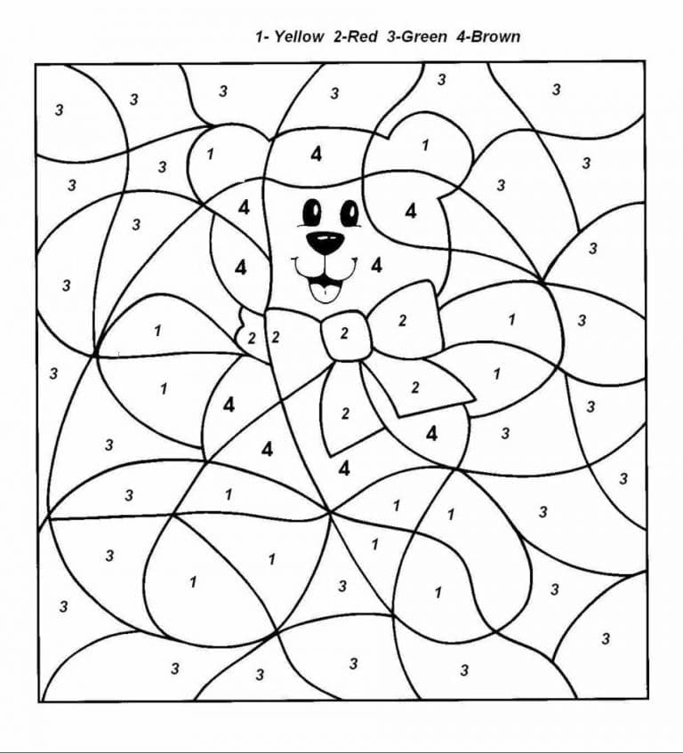 Printable Teddy for Kindergarten Paint by Number