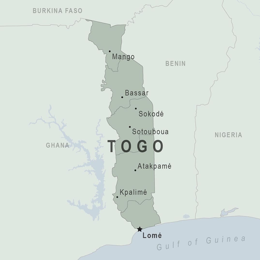 Printable Togo Map In World